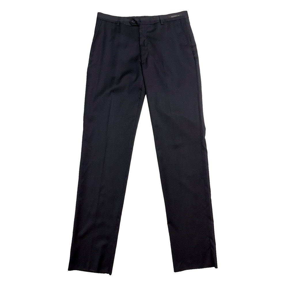 NEW Jos A Bank 35R Black Dress Suit Pants Trousers‎ Tailored Fit Flat Front Wool